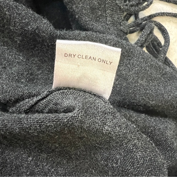 Central Park West Charcoal Gray Open-Front Fringe Cardigan Sweater - Picture 12 of 13